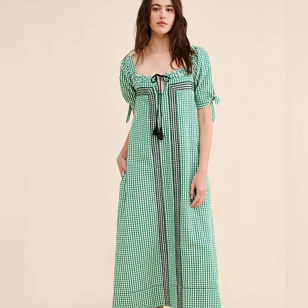 Free People Cass Gingham Midi Dress Size Small - Picture 1 of 5